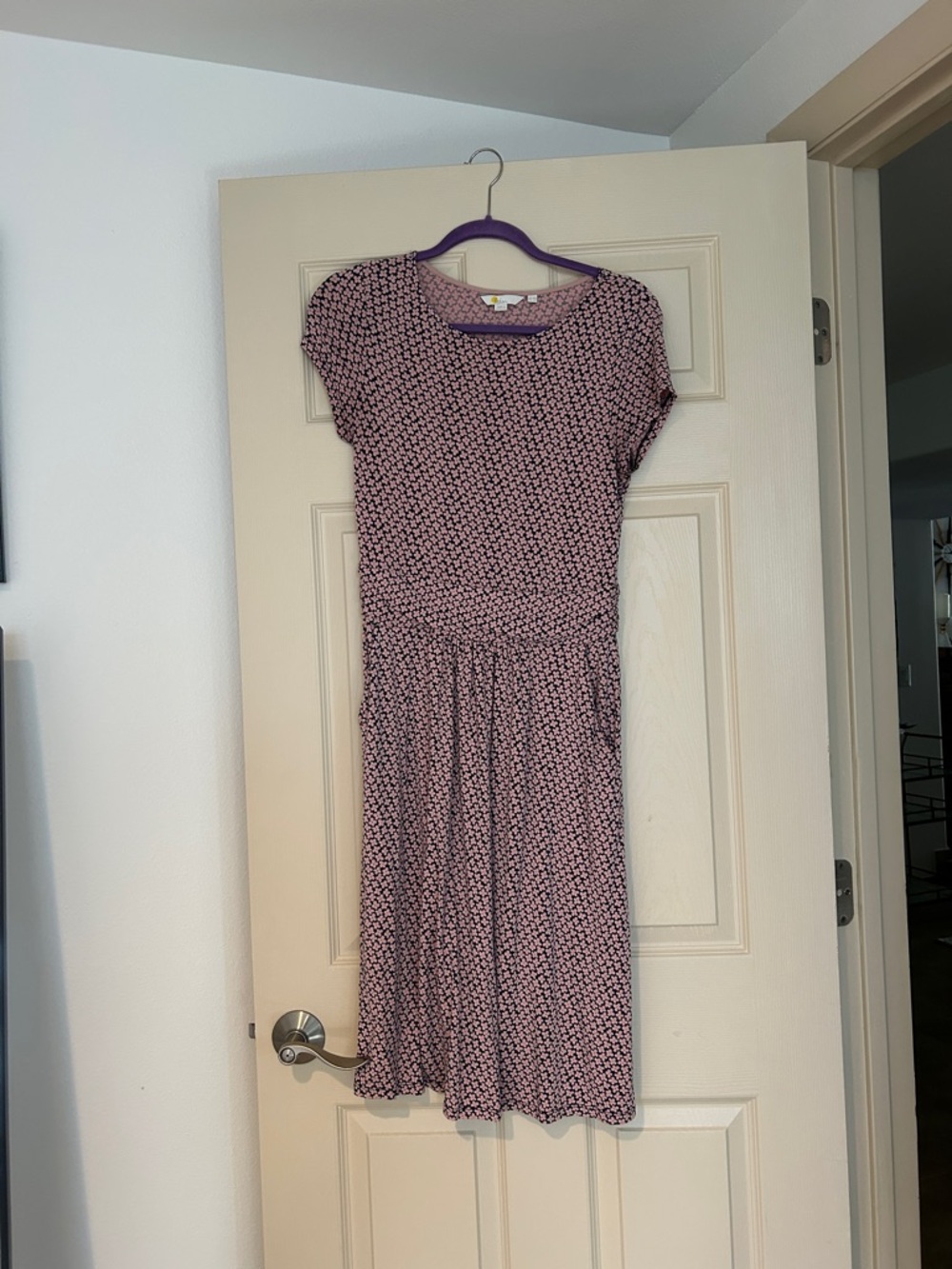 Boden Pink Printed Short-Sleeve Midi Dress size 6R